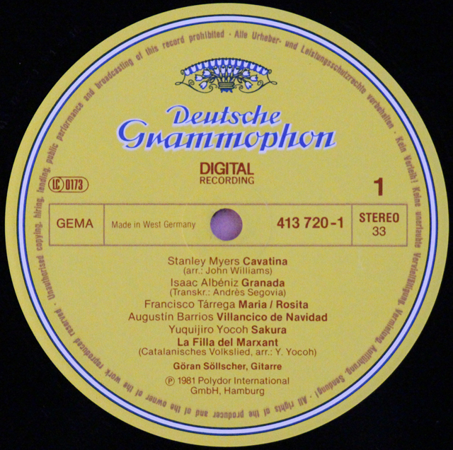 LP レコード セルシェルのギター名曲集 独DGG 3639