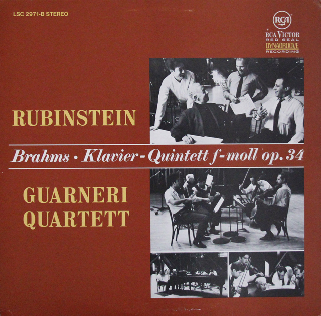 ルービンシュタイン、ガルネリ四重奏団のブラームス/ピアノ五重奏曲　独RCA　3701　LP レコード