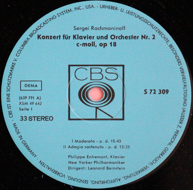 LP レコード アントルモン、バーンスタインのラフマニノフ/ピアノ
