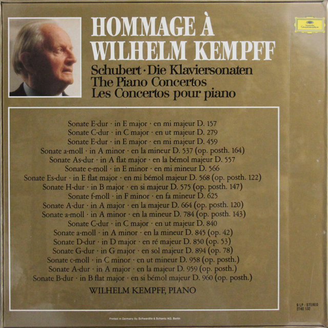 LP レコード 未開封 ケンプのシューベルト/ピアノ・ソナタ全集 独DGG 3702