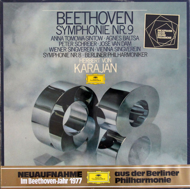 【未開封】　カラヤンのベートーヴェン/交響曲第8番、第9番「合唱付き」　独DGG　3704　LP レコード