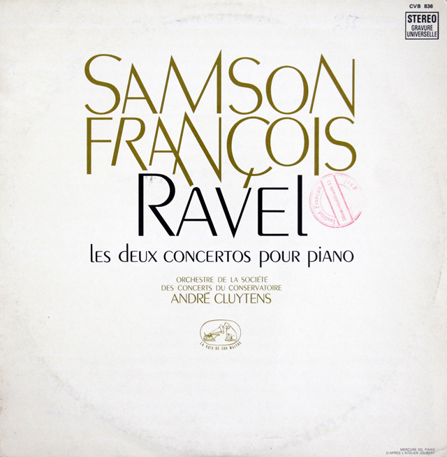 フランソワ、クリュイタンスのラヴェル/ピアノ協奏曲集　仏EMI（VSM）　3705　LP レコード