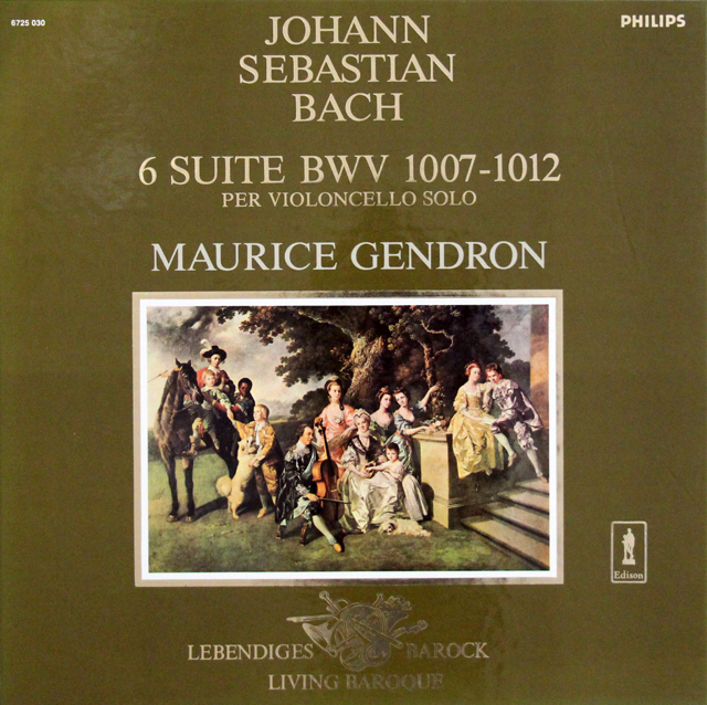 ジャンドロンのバッハ/無伴奏チェロ組曲全集　 蘭PHILIPS　3705　LP レコード