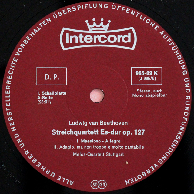 LP レコード メロス四重奏団のベートーヴェン/後期弦楽四重奏曲
