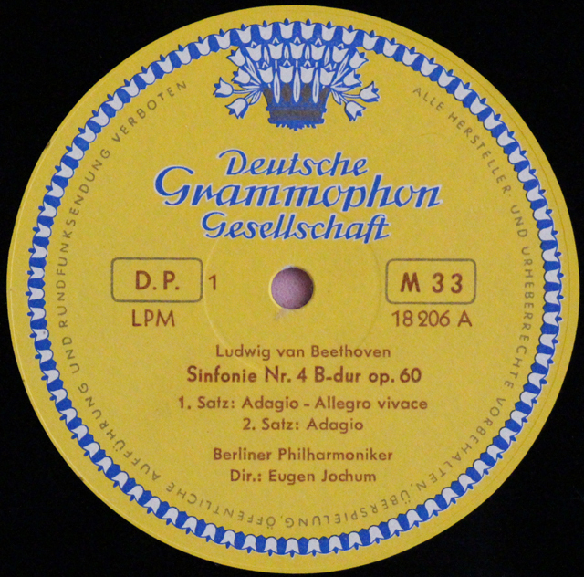 ヨッフムのベートーヴェン/交響曲第4番 独DGG 3709 LP レコード