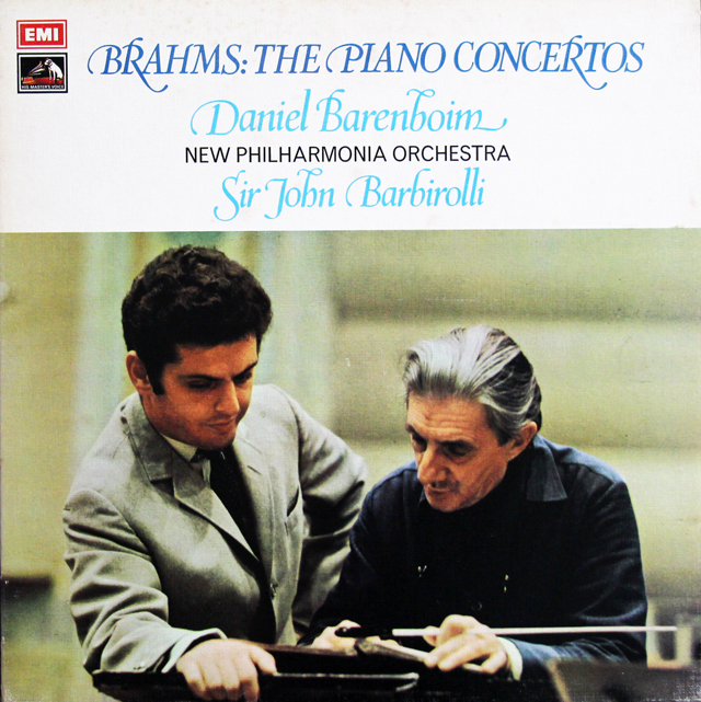 バレンボイム、バルビローリのブラームス/ピアノ協奏曲第1、2番　英EMI　3709　LP レコード