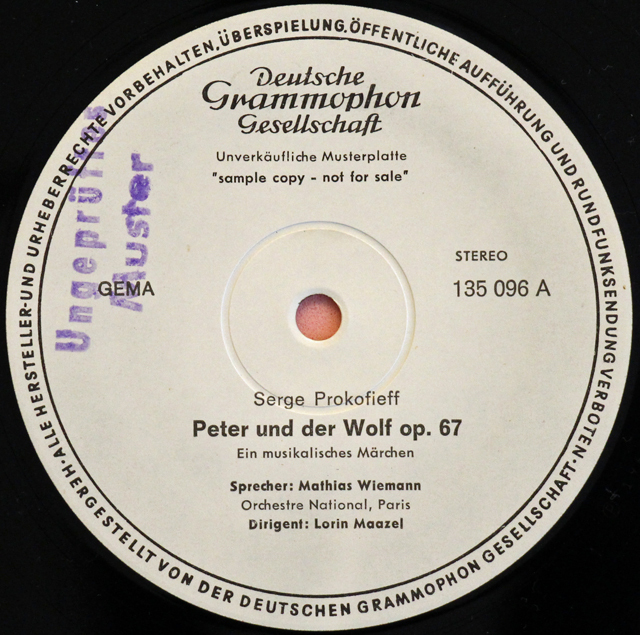 【白レーベル/非売品(テストプレス)】　マゼールのプロコフィエフ/「ピーターと狼」ほか　独DGG　3713　LP レコード