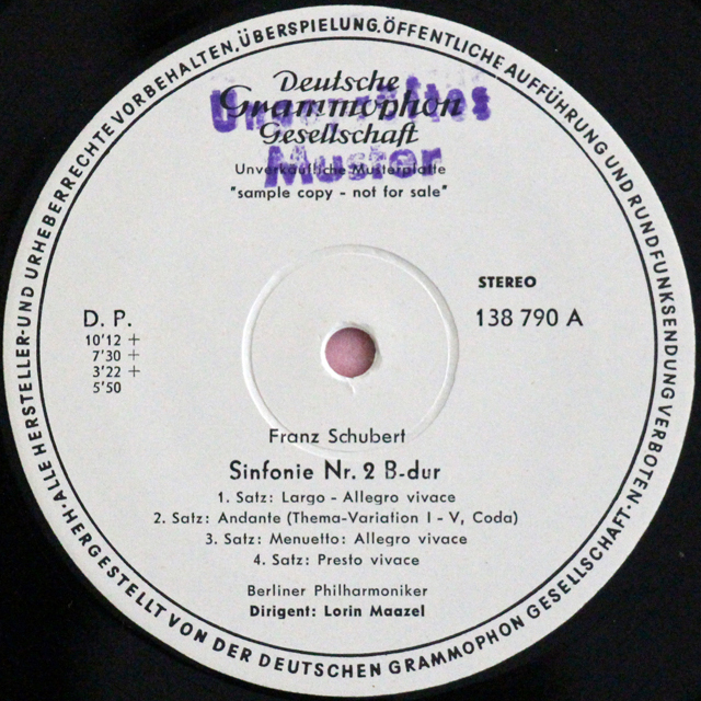 【白レーベル/非売品(テストプレス)】　マゼールのシューベルト/交響曲第2、3番　独DGG　3716　LP レコード