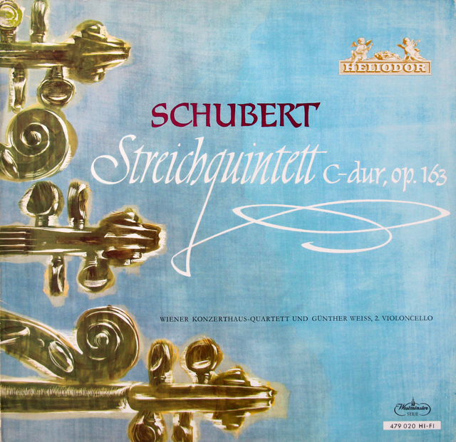 ウィーン・コンツェルトハウス弦楽四重奏団のシューベルト/弦楽五重奏曲　独HELIODOR　3718　LP レコード