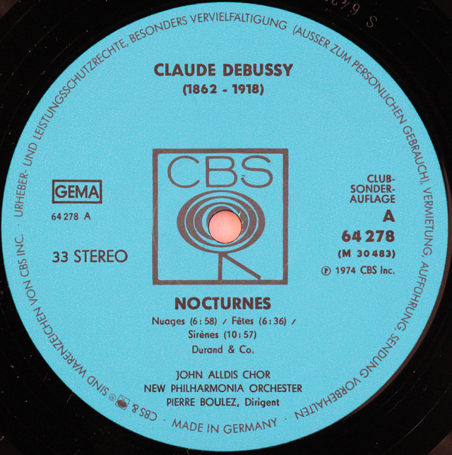 LP レコード ブーレーズのドビュッシー/「夜想曲」ほか 独CBS 3719