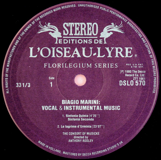 LP レコード カークビー、ロジャースらのマリーニ/「エルミニアの涙