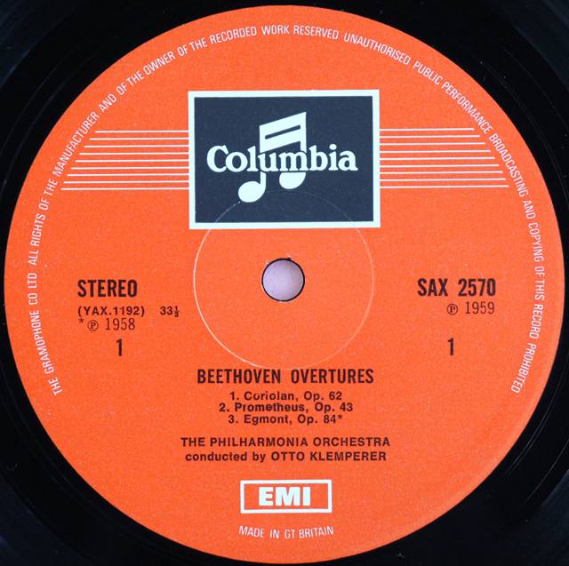 【LP】クラシック 洋楽 レコード ベートーベン ショパン など LP レコード クレンペラーのベートーヴェン/序曲集 英Columbia 3721