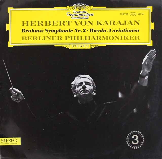 LP レコード 独最初期盤 カラヤンのブラームス/交響曲第3番ほか 独DGG 3722