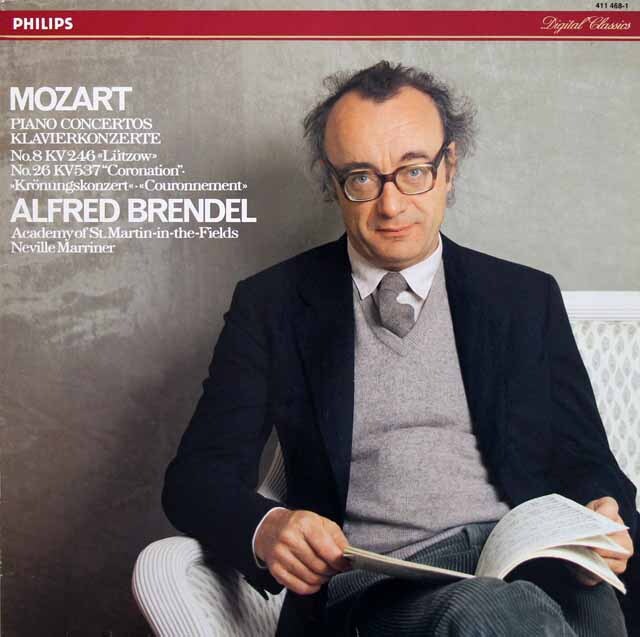 ブレンデル、マリナーのモーツァルト/ピアノ協奏曲第8番、第26番「戴冠式」　蘭PHILIPS　3722　LP レコード