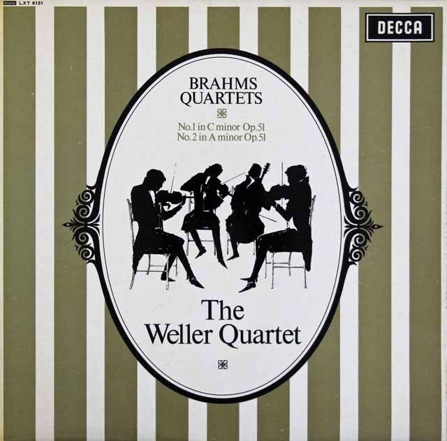 【モノラル】　ウェラー四重奏団のブラームス/弦楽四重奏曲第1、2番 　英DECCA　3722　LP レコード