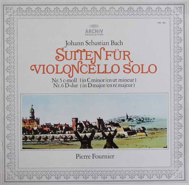 フルニエのバッハ/無伴奏チェロ組曲第5、6番　独ARCHIV　3722　LP レコード