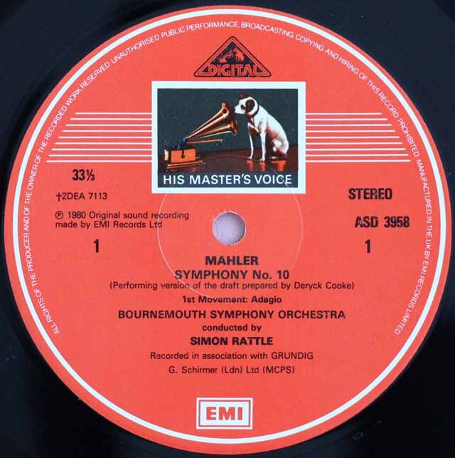 LP レコード ラトルのマーラー/交響曲第10番 英EMI 3722
