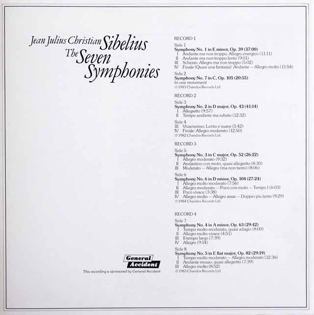 LP レコード ギブソンのシベリウス/交響曲全集 英CHANDOS 3722