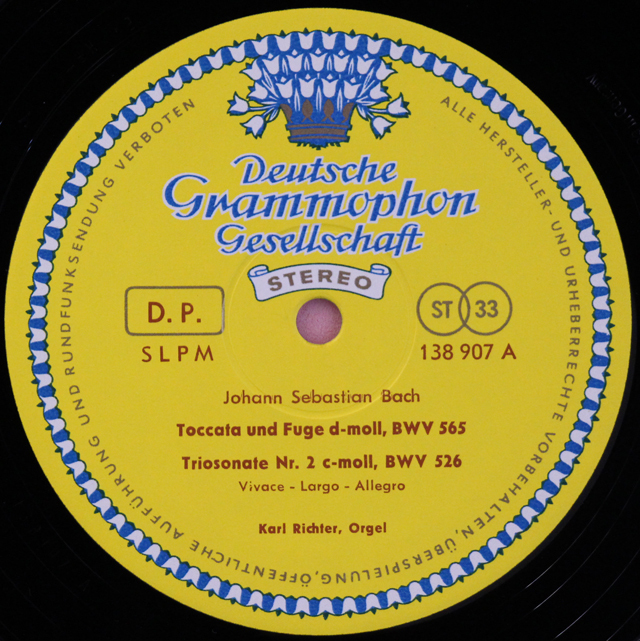 LP レコード 赤ステレオ/独最初期盤 リヒターのバッハ/トッカータと