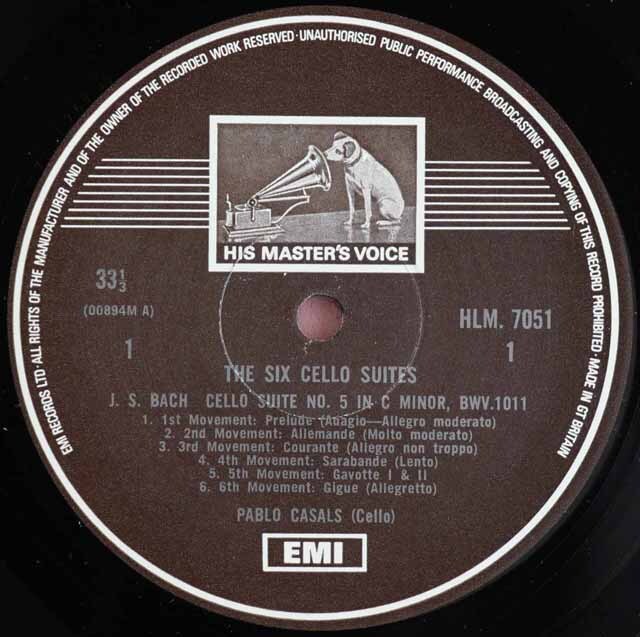 LPレコード3枚組パブロ・カザルス　バッハ無伴奏チェロ組曲全集仏盤美品 LP レコード カザルスのバッハ/無伴奏チェロ組曲 英EMI 3726