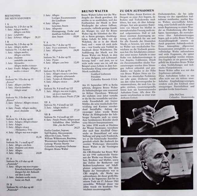 ベートーヴェン書簡選集　上下 LP レコード ワルターのベートーヴェン/交響曲全集 独CBS 3727