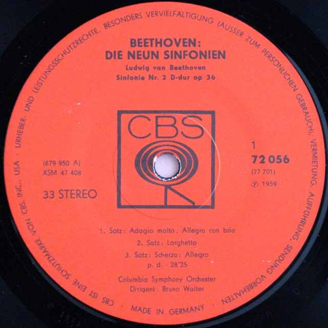 LP レコード ワルターのベートーヴェン/交響曲全集 独CBS 3727
