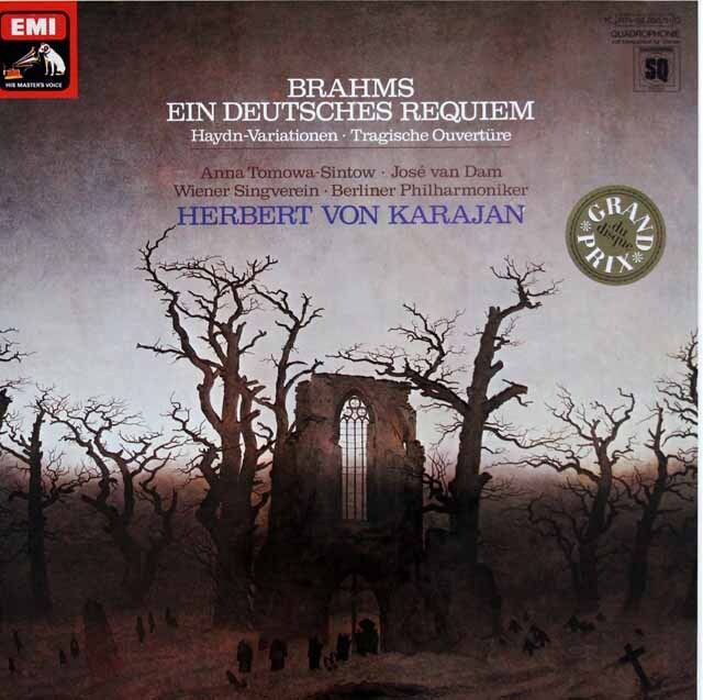 カラヤンのブラームス/ドイツ・レクイエム　独EMI　3727　LP レコード