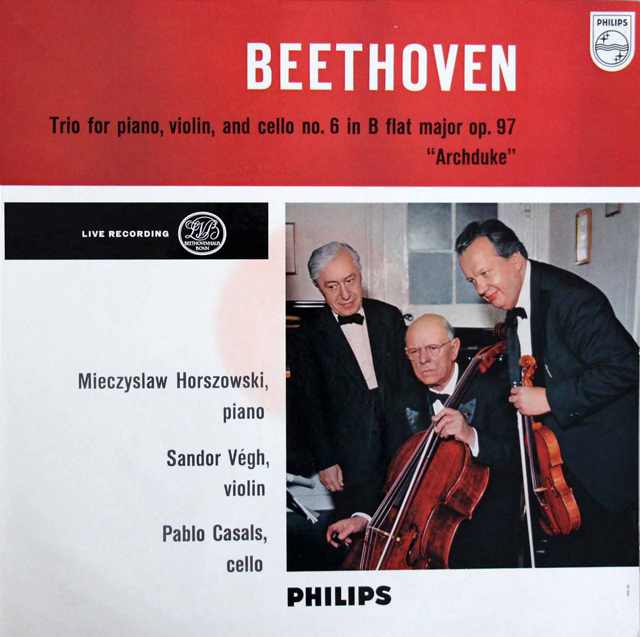 【モノラル】　カザルス、ヴェーグ、ホルショフスキのベートーヴェン/ピアノ三重奏曲第7番「大公」　蘭PHILIPS　3728　LP レコード
