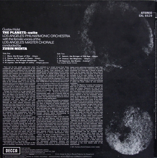 LP レコード オリジナル盤 メータのホルスト/「惑星」 英DECCA 3728