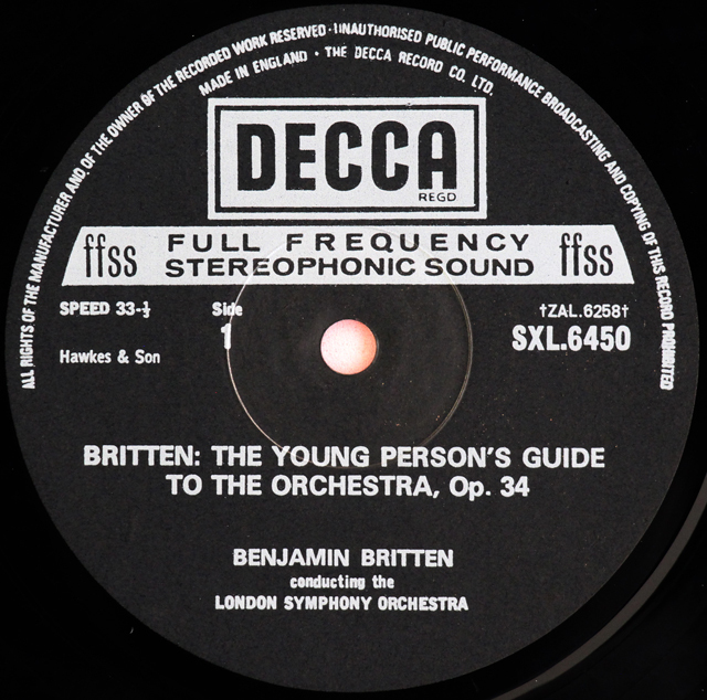 LP レコード オリジナル盤 ブリテンの自作自演/青少年のための管弦楽