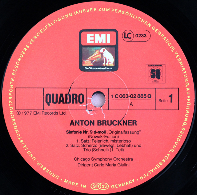 LP レコード ジュリーニのブルックナー/交響曲第9番 独EMI 3728