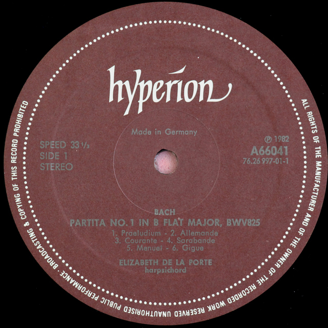 中古LPレコード LP レコード 直筆メッセージ付き デラ・ポルテのバッハ/6つの