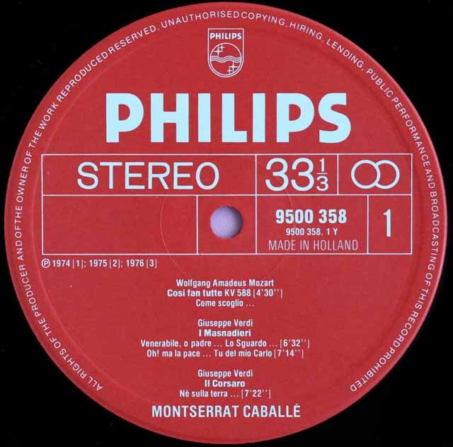 LP レコード カバリエのオペラ・アリア集 蘭PHILIPS 3729