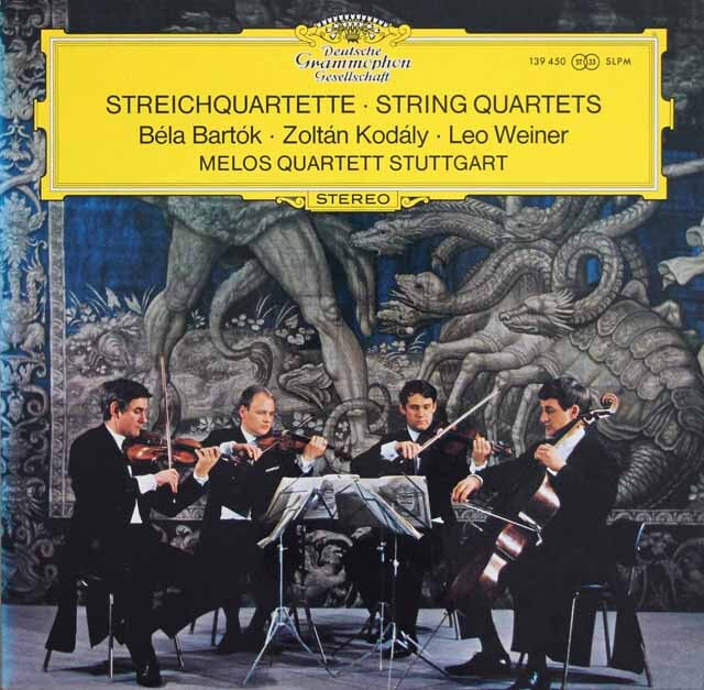 メロス四重奏団のハンガリーの弦楽四重奏曲集（バルトーク、コダーイほか）　独DGG　3729　LP レコード