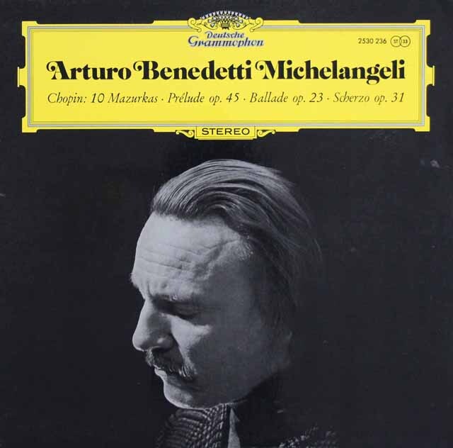 ミケランジェリのショパン/10のマズルカ、前奏曲第25番ほか　独DGG　3729　LP レコード