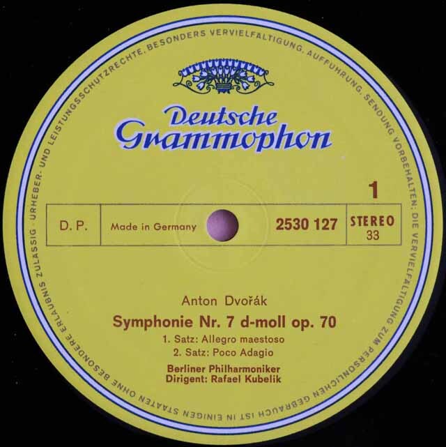 LP レコード クーベリックのドヴォルザーク/交響曲第7番 独DGG 3729