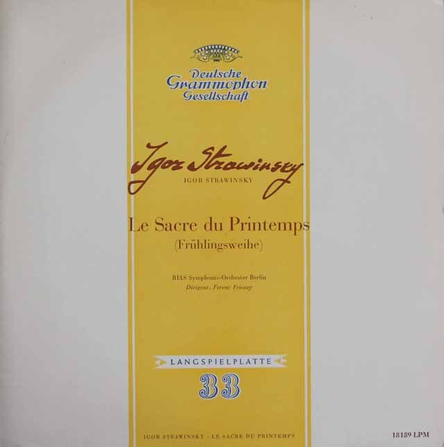 フリッチャイのストラヴィンスキー/「春の祭典」　独DGG　3729　LP レコード
