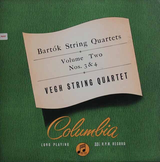 【オリジナル盤】　ヴェーグ四重奏団のバルトーク/弦楽四重奏曲第3、4番 　英Columbia　3731　LP レコード