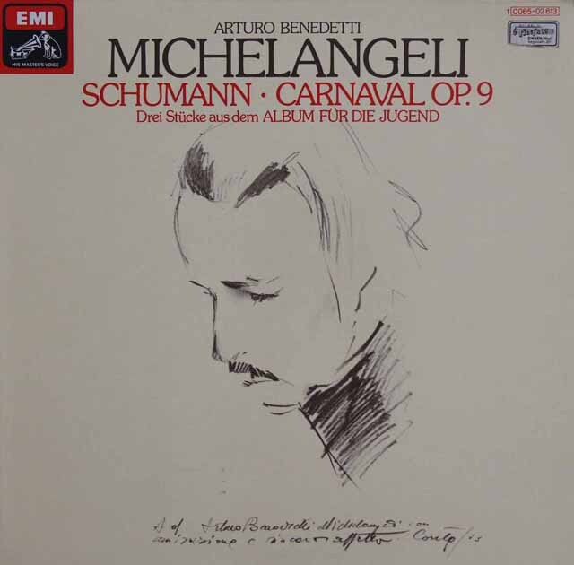 【独最初期盤】　ミケランジェリのシューマン/謝肉祭ほか　独EMI　3731　LP レコード