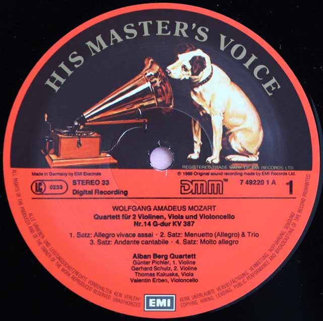 LP レコード アルバン・ベルク四重奏団のモーツァルト/弦楽四重奏曲第