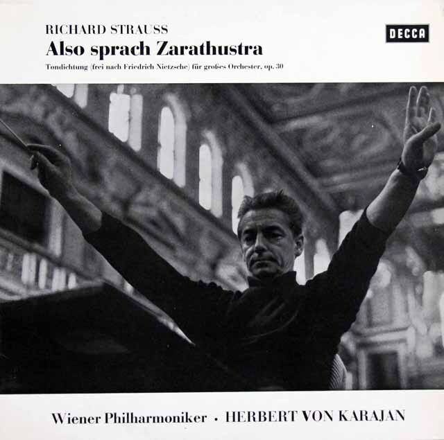 カラヤンのR.シュトラウス/交響詩「ツァラトゥストラはかく語りき」　独DECCA　3731　LP レコード