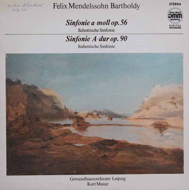 マズアのメンデルスゾーン/交響曲第3番「スコットランド」、第4番「イタリア」　独ETERNA　3731　LP レコード