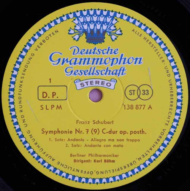 LP レコード 赤ステレオ 独最初期盤 ベームのシューベルト/交響曲第9番