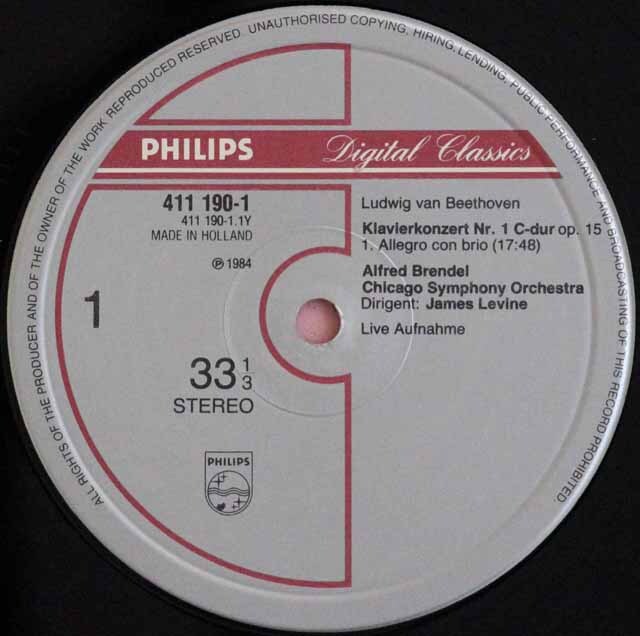 LP レコード ブレンデル、レヴァインのベートーヴェン/ピアノ協奏曲