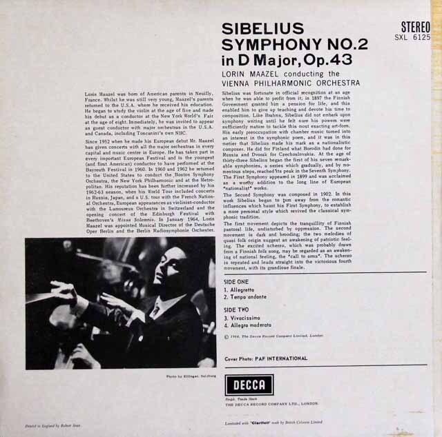 LP レコード オリジナル盤 マゼールのシベリウス/交響曲第2番 英DECCA 3732