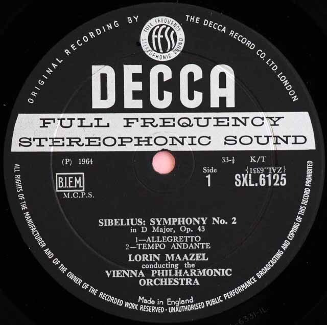 LP レコード オリジナル盤 マゼールのシベリウス/交響曲第2番 英DECCA 3732