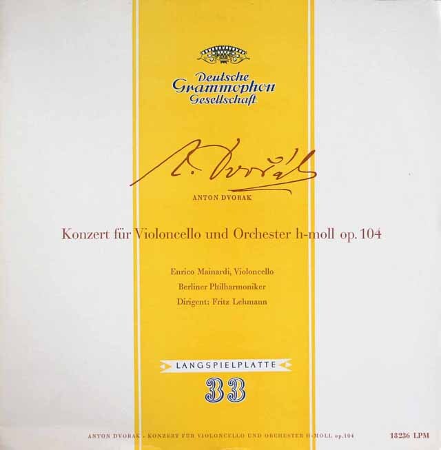 【フラット盤】　マイナルディのドヴォルザーク/チェロ協奏曲ロ短調　独DGG　3733　LP レコード