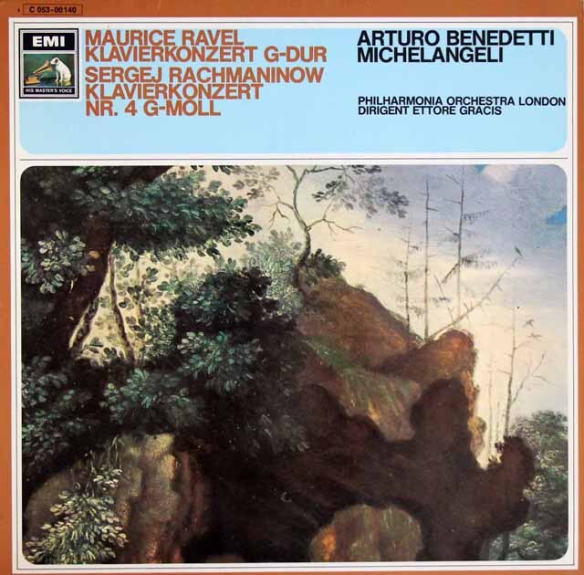 ミケランジェリのラヴェル、ラフマニノフ/ピアノ協奏曲集　独EMI　3733　LP レコード
