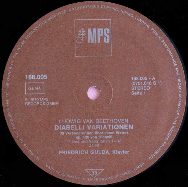LP レコード グルダのベートーヴェン/ディアベリ変奏曲 独MPS 3733
