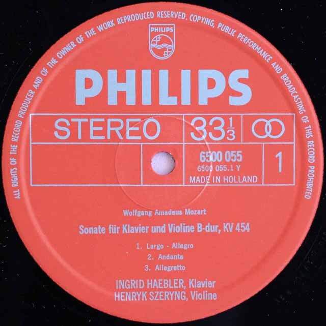 LP レコード ヘブラー&シェリングのモーツァルト/ヴァイオリンソナタ第